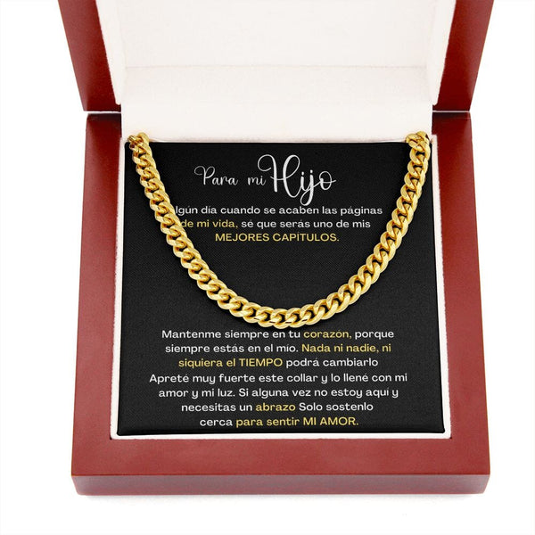 Para mi hijo, eres uno de mis Mejores Capítulos de mi vida - Cadena Cubana Jewelry/CubanLink ShineOn Fulfillment 14K Gold Over Stainless Steel Cuban Link Chain Luxury Box 