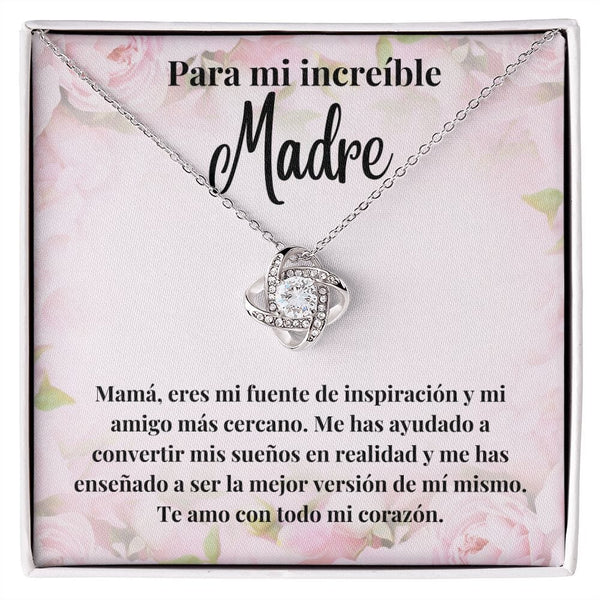 Para mi Increíble Madre - Collar Love Knot Nudo de amor - Para Mamá Jewelry/LoveKnot Acabado en oro blanco de 14 k Standard Box 
