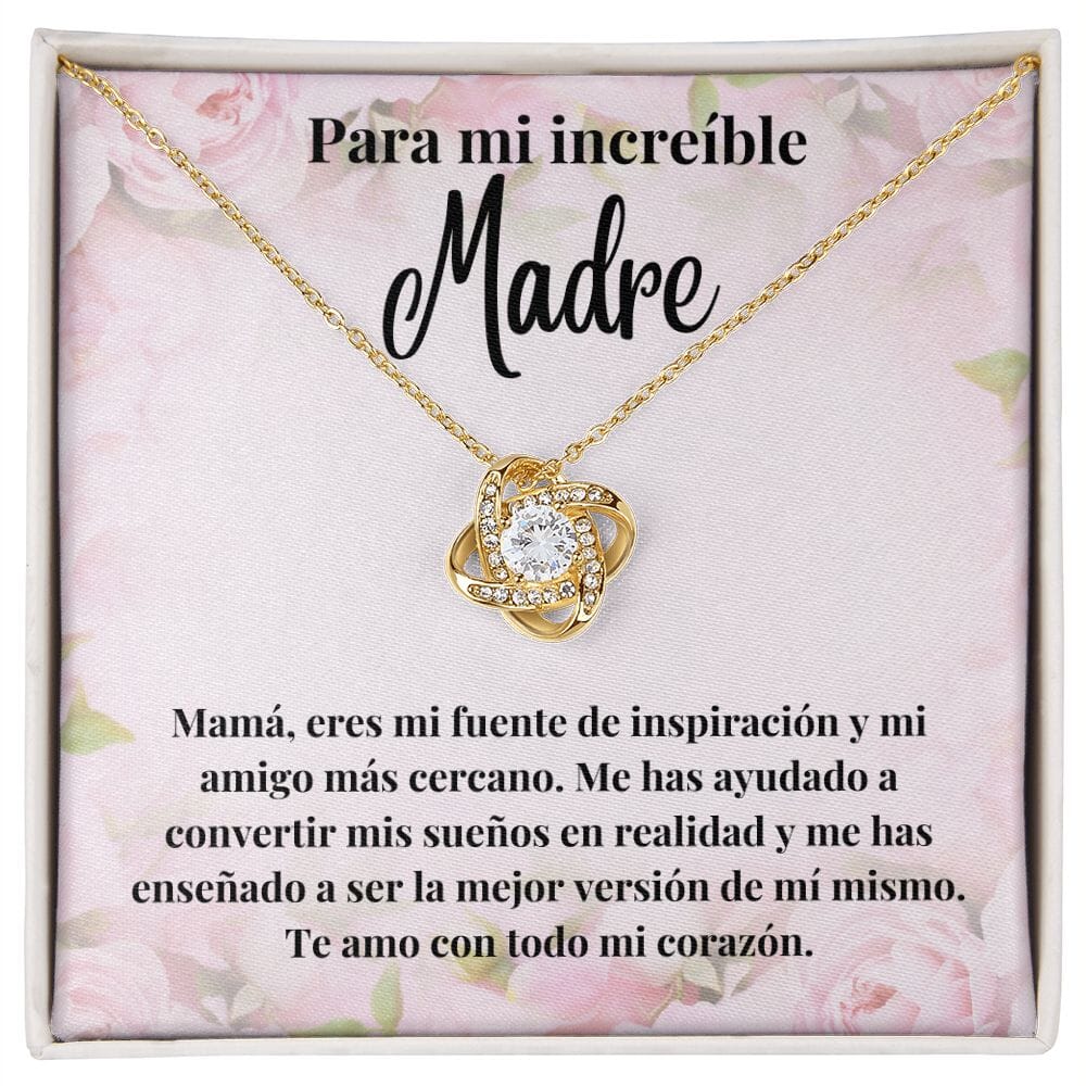 Para mi Increíble Madre - Collar Love Knot Nudo de amor - Para Mamá Jewelry/LoveKnot Acabado en Oro Amarillo de 18 quilates. Standard Box 