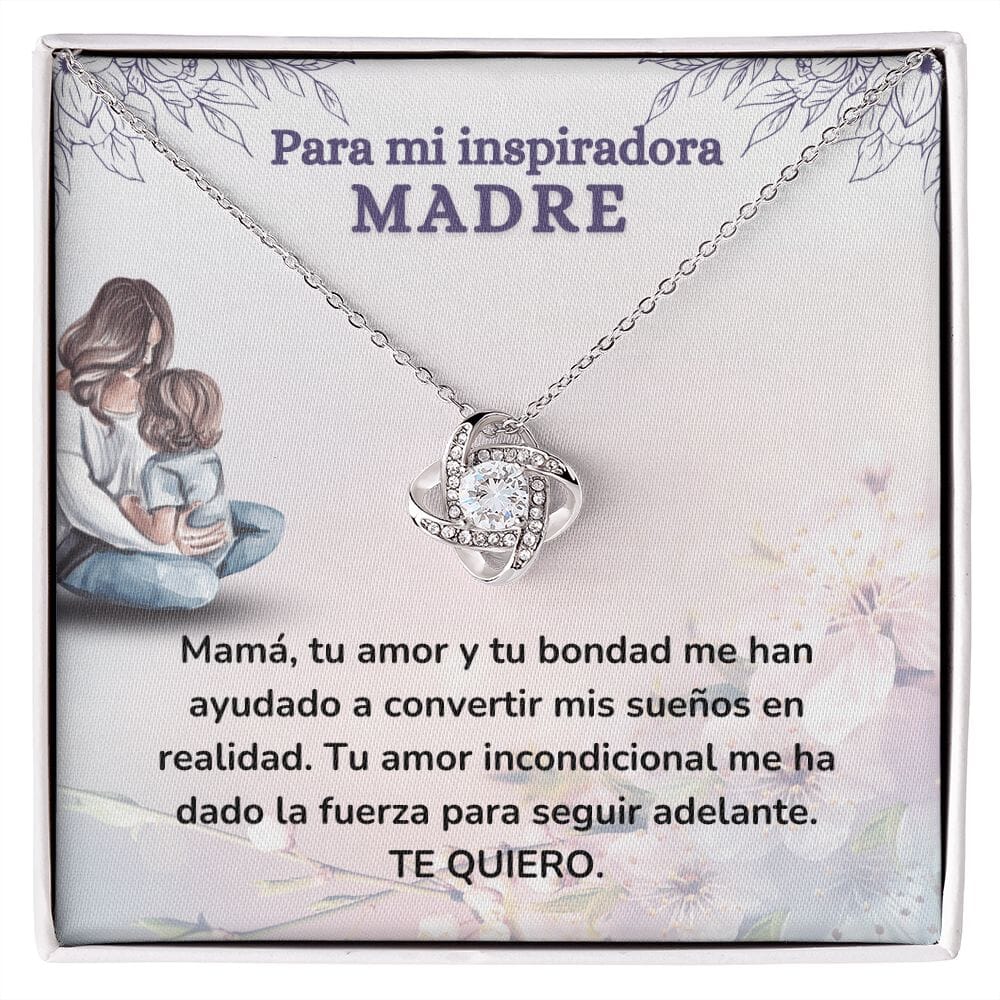 Para mi Inspiradora Madre- Collar Para Mamá Nudo de Amor (LoveKnot) Jewelry/LoveKnot Acabado en oro blanco de 14 k Cajita Estándar (GRATIS) 