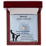 Para mi Madre Adorada -Collar Para Mamá Nudo de Amor (LoveKnot) Jewelry ShineOn Fulfillment Acabado en oro blanco de 14 k Caja de Lujo Madera Con Luz led 