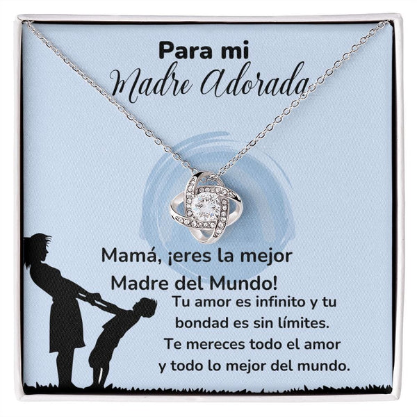 Para mi Madre Adorada -Collar Para Mamá Nudo de Amor (LoveKnot) Jewelry ShineOn Fulfillment Acabado en oro blanco de 14 k Cajita Estándar (GRATIS) 