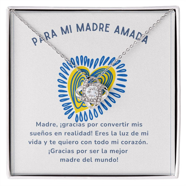 Para mi Madre Amada - Collar para Mamá (Nudo de Amor) Love Knot Jewelry/LoveKnot Acabado en oro blanco de 14 k Standard Box 