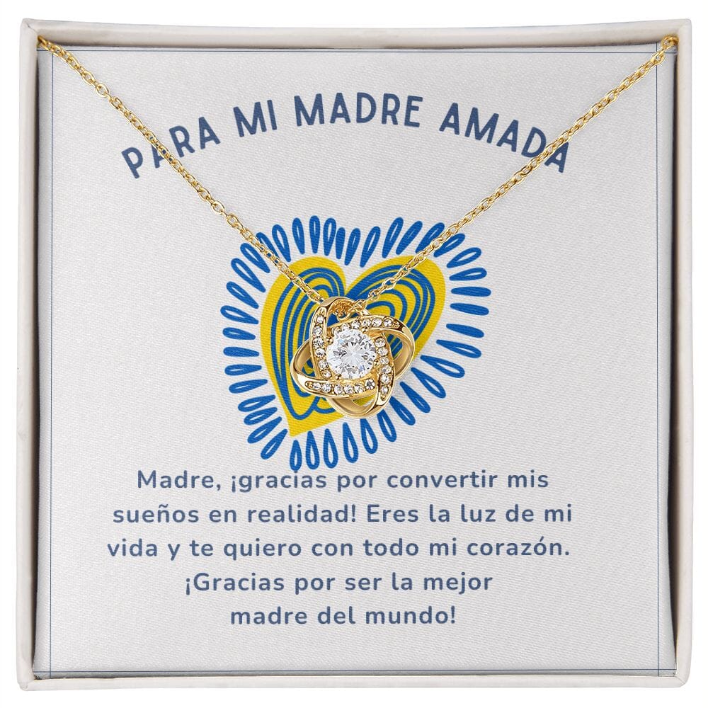 Para mi Madre Amada - Collar para Mamá (Nudo de Amor) Love Knot Jewelry/LoveKnot Acabado en Oro Amarillo de 18 quilates. Standard Box 