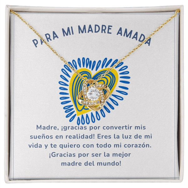 Para mi Madre Amada - Collar para Mamá (Nudo de Amor) Love Knot Jewelry/LoveKnot Acabado en Oro Amarillo de 18 quilates. Standard Box 