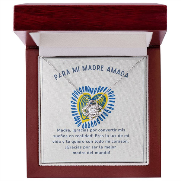 Para mi Madre Amada - Collar para Mamá (Nudo de Amor) Love Knot Jewelry/LoveKnot Acabado en oro blanco de 14 k Luxury Box 