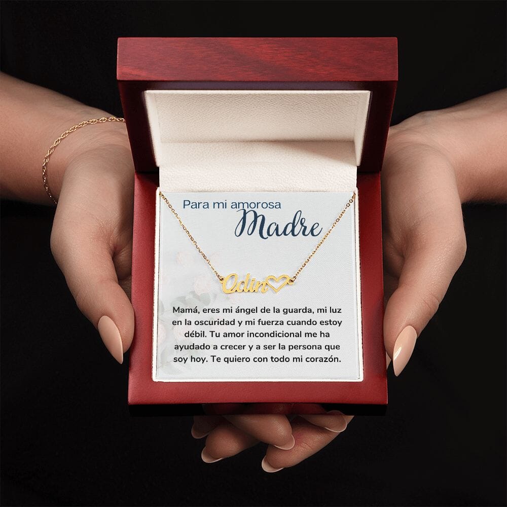 Para mi Madre Amorosa Collar Personalizado Con Nombre Corazón - Mamá Jewelry/NameNecklaceHeart Acabado en Oro Amarillo de 18 quilates Luxury Box 