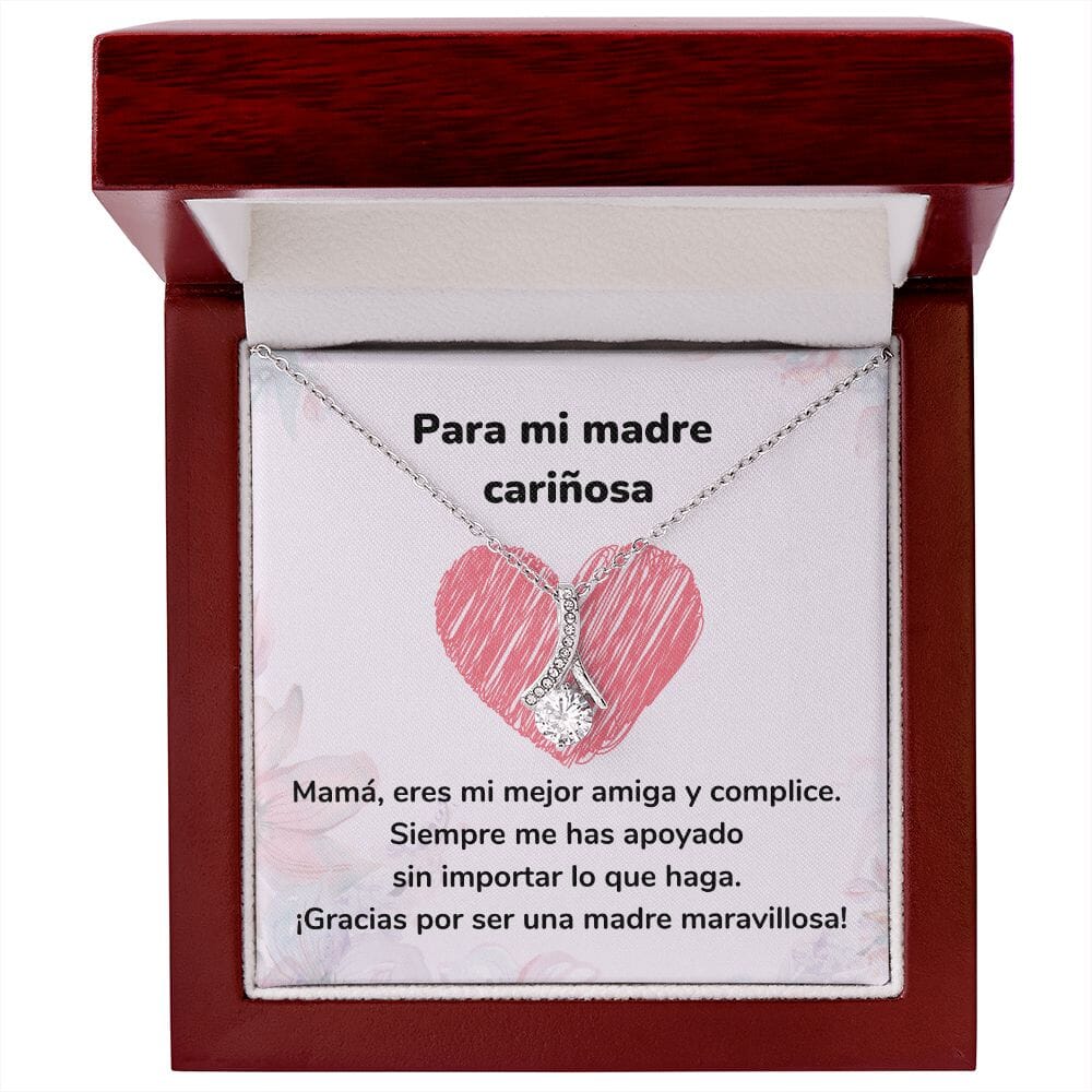 Para mi madre cariñosa - Collar Alluring Beauty - Día de las Madres Jewelry/AlluringBeauty Acabado en oro blanco de 14 k Luxury Box 