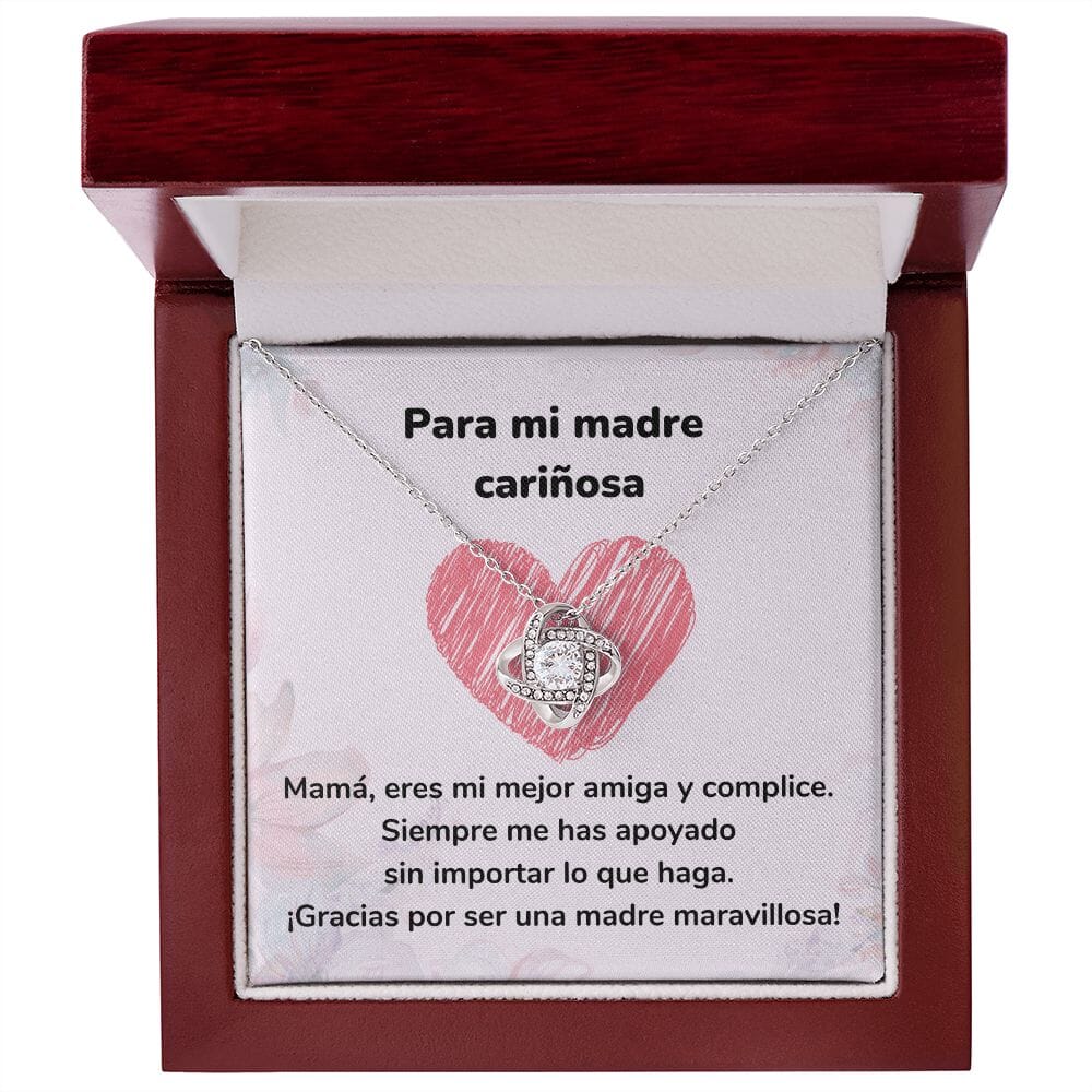 Para mi madre cariñosa - Collar Love Knot - Nudo de amor Jewelry ShineOn Fulfillment Acabado en oro blanco de 14 k Luxury Box 