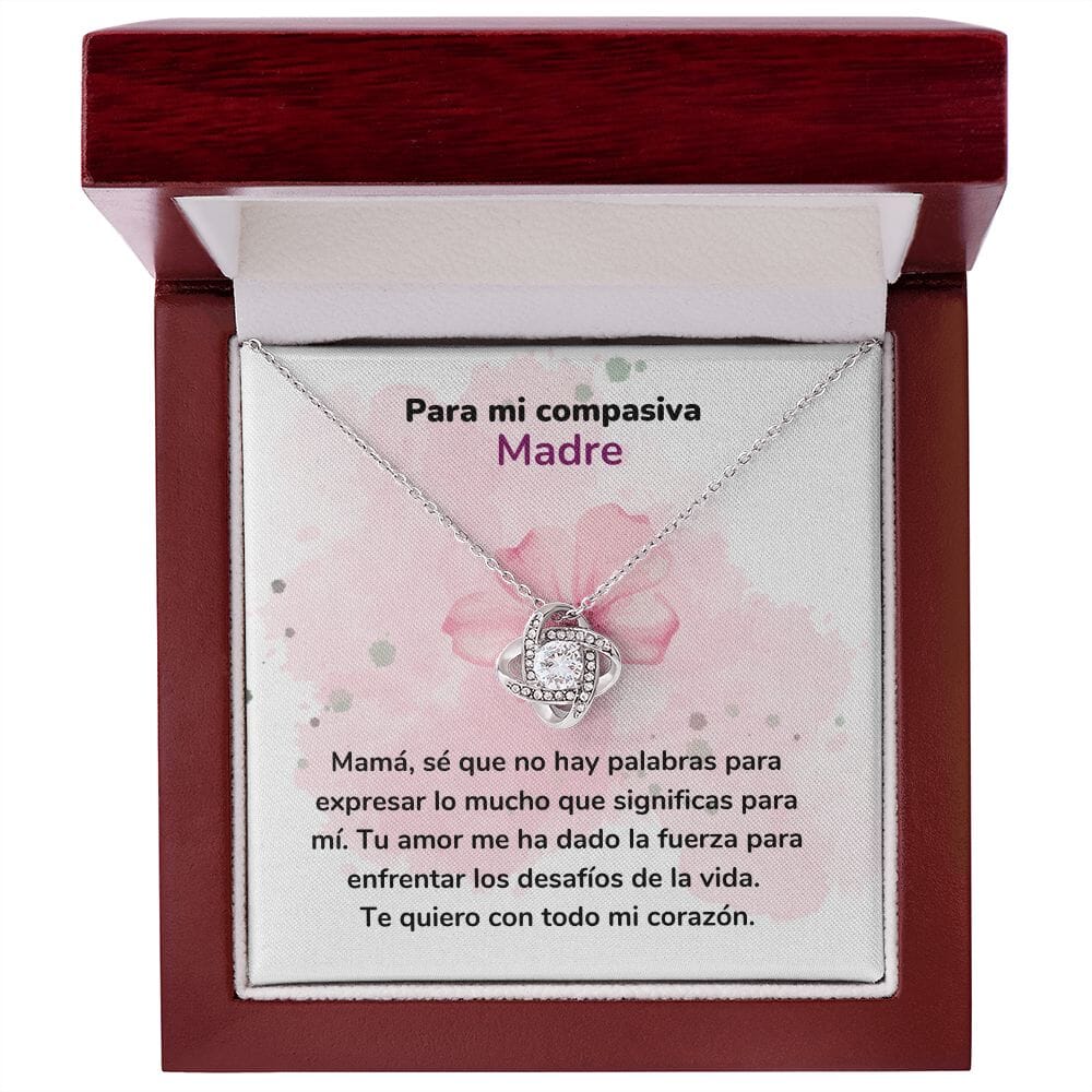 Para mi Madre Compasiva - Collar Nudo de Amor - Regalo Para Mamá - Jewelry/LoveKnot Acabado en oro blanco de 14 k Luxury Box 