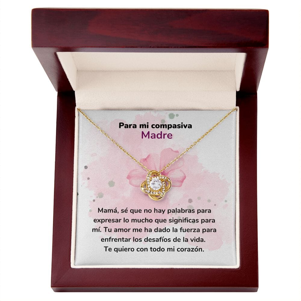 Para mi Madre Compasiva - Collar Nudo de Amor - Regalo Para Mamá - Jewelry/LoveKnot Acabado en Oro Amarillo de 18 quilates. Luxury Box 