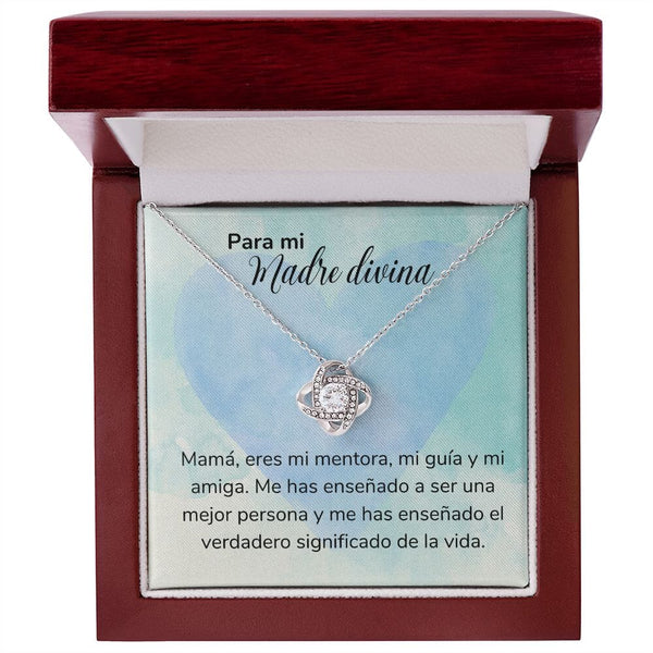 Para mi Madre Divina -Collar Nudo de Amor - Regalo Para Mamá - Jewelry/LoveKnot Acabado en oro blanco de 14 k Luxury Box 