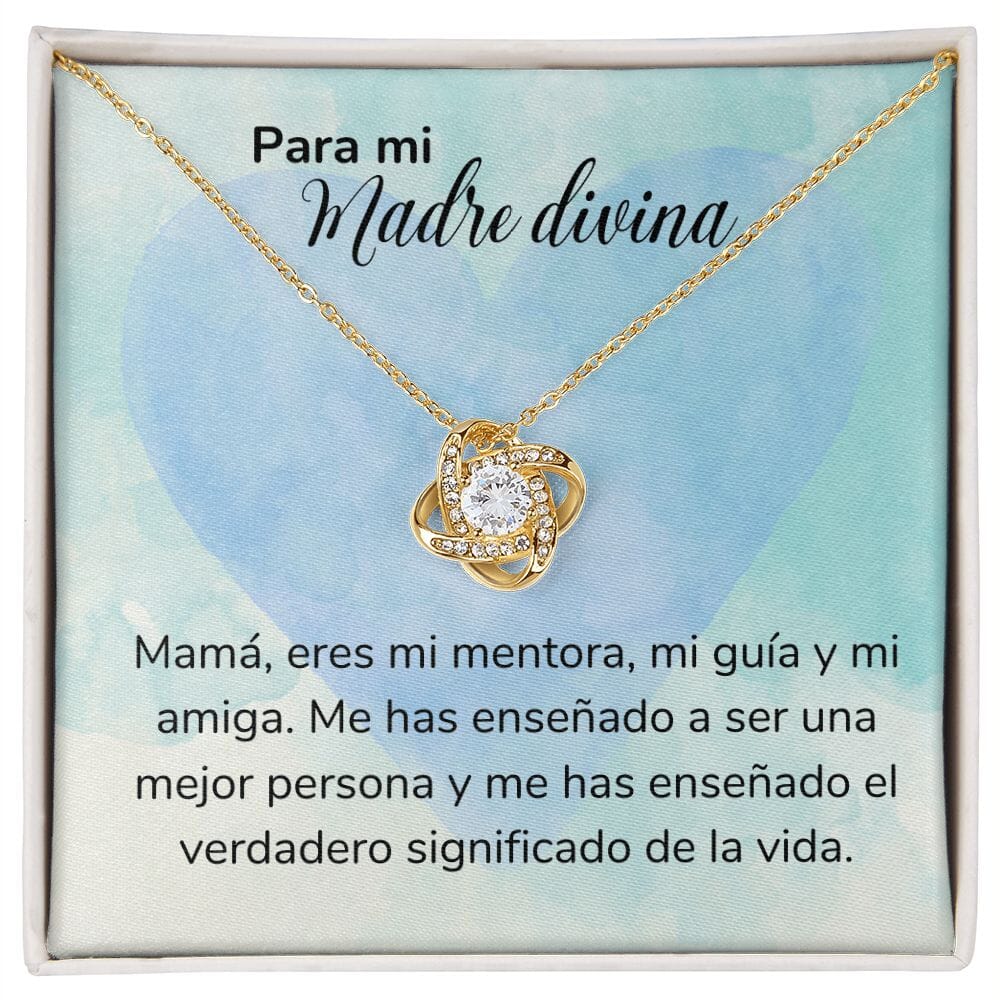 Para mi Madre Divina -Collar Nudo de Amor - Regalo Para Mamá - Jewelry/LoveKnot Acabado en Oro Amarillo de 18 quilates. Standard Box 