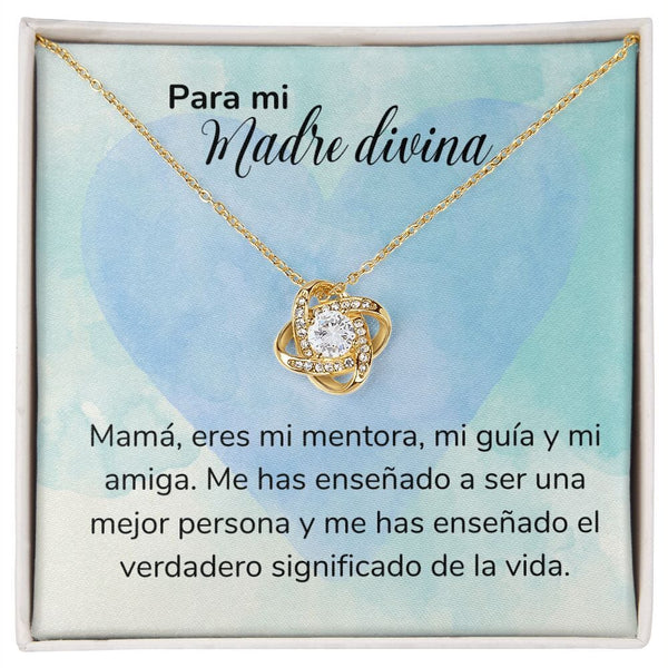 Para mi Madre Divina -Collar Nudo de Amor - Regalo Para Mamá - Jewelry/LoveKnot Acabado en Oro Amarillo de 18 quilates. Standard Box 