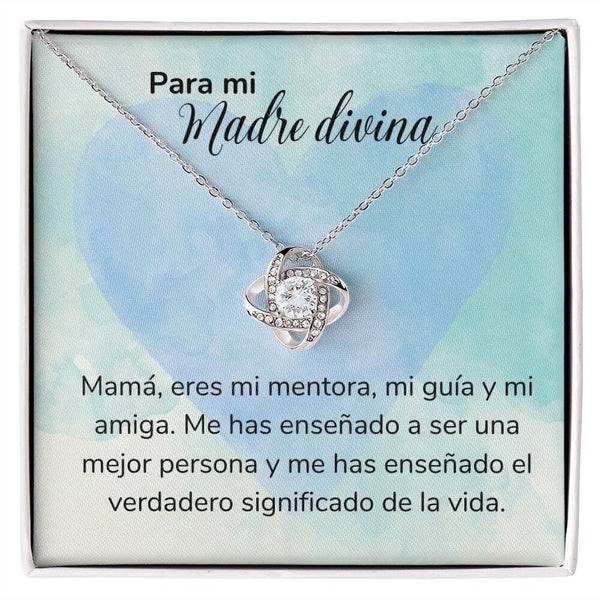 Para mi Madre Divina -Collar Nudo de Amor - Regalo Para Mamá - Jewelry/LoveKnot Acabado en oro blanco de 14 k Standard Box 