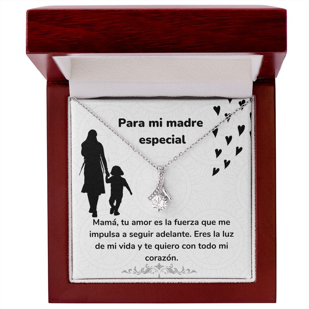 Para mi madre especial- Collar Alluring Beauty - Día de las Madres Jewelry/AlluringBeauty Acabado en oro blanco de 14 k Luxury Box 