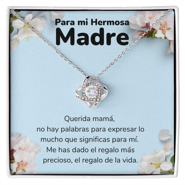 Para mi Madre Hermosa - Collar Para Mamá Nudo de Amor (LoveKnot) Jewelry ShineOn Fulfillment Acabado en oro blanco de 14 k Cajita Estándar (GRATIS) 