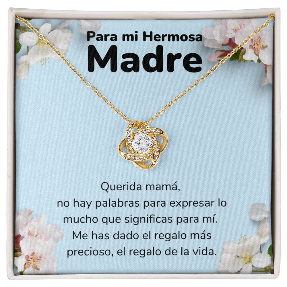 Para mi Madre Hermosa - Collar Para Mamá Nudo de Amor (LoveKnot) Jewelry ShineOn Fulfillment Acabado en Oro Amarillo de 18 quilates Cajita Estándar (GRATIS) 