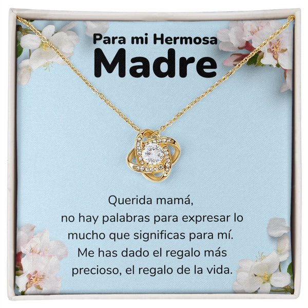 Para mi Madre Hermosa - Collar Para Mamá Nudo de Amor (LoveKnot) Jewelry/LoveKnot Acabado en Oro Amarillo de 18 quilates Cajita Estándar (GRATIS) 