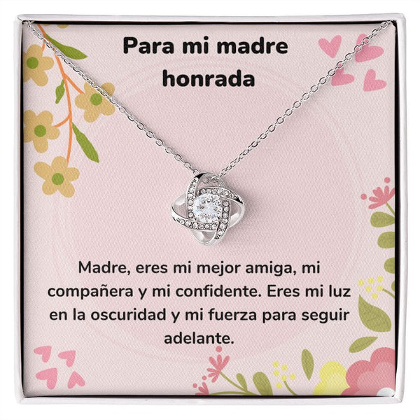 Para mi madre honrada - Collar Love Knot - Nudo de amor Jewelry/LoveKnot Acabado en oro blanco de 14 k Standard Box 