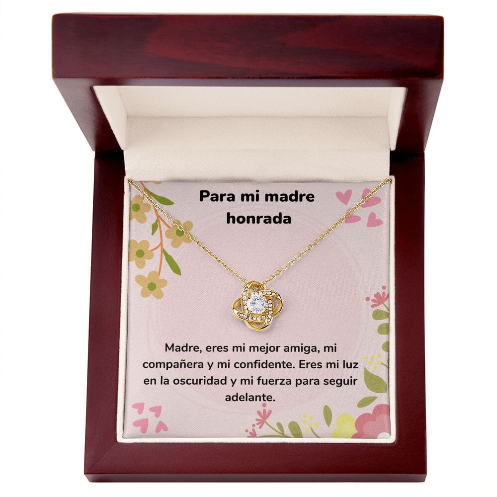 Para mi madre honrada - Collar Love Knot - Nudo de amor Jewelry/LoveKnot Acabado en Oro Amarillo de 18 quilates. Luxury Box 