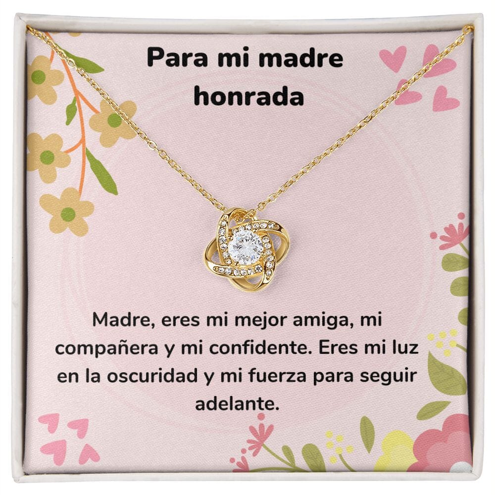 Para mi madre honrada - Collar Love Knot - Nudo de amor Jewelry/LoveKnot Acabado en Oro Amarillo de 18 quilates. Standard Box 