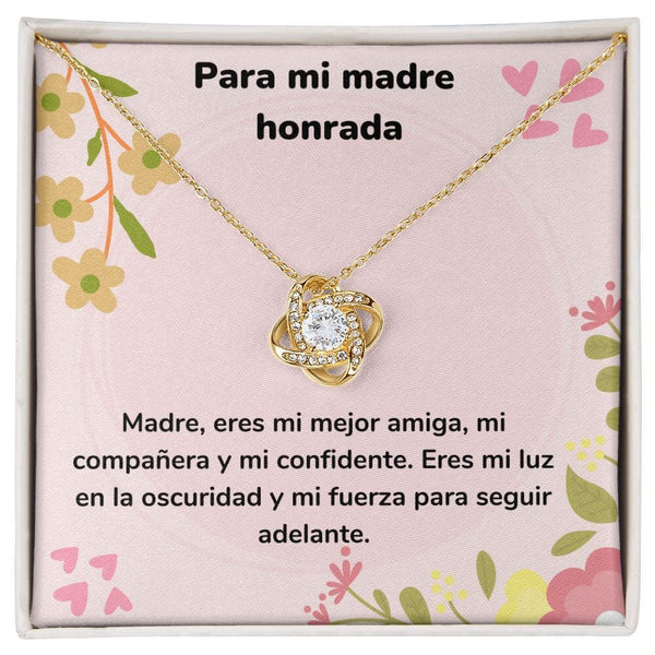 Para mi madre honrada - Collar Love Knot - Nudo de amor Jewelry/LoveKnot Acabado en Oro Amarillo de 18 quilates. Standard Box 