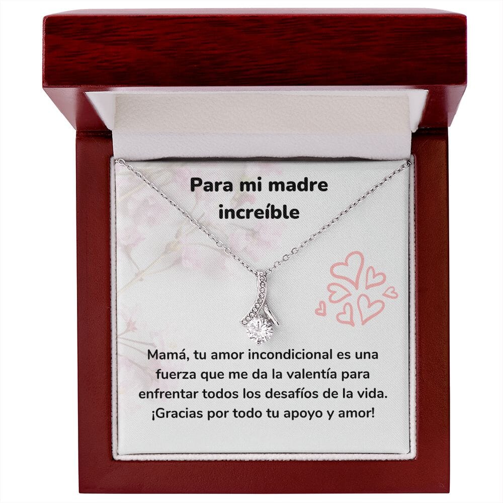 Para mi madre increíble - Collar Alluring Beauty - Día de las Madres Jewelry/AlluringBeauty Acabado en oro blanco de 14 k Luxury Box 