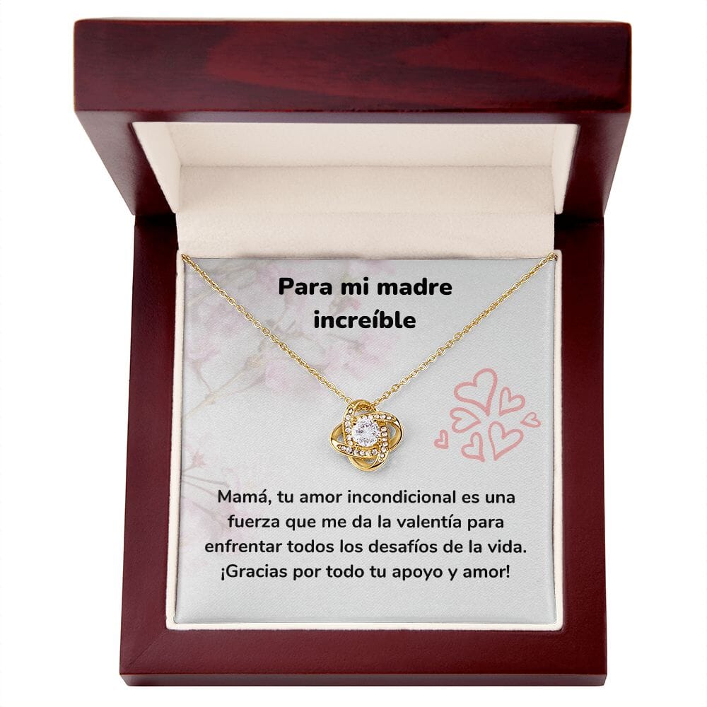 Para mi madre increíble - Collar Love Knot - Nudo de amor Jewelry/LoveKnot Acabado en Oro Amarillo de 18 quilates. Luxury Box 