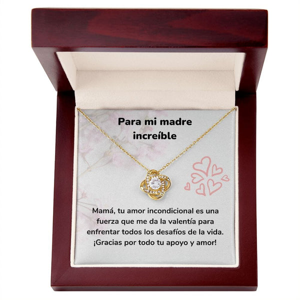 Para mi madre increíble - Collar Love Knot - Nudo de amor Jewelry/LoveKnot Acabado en Oro Amarillo de 18 quilates. Luxury Box 