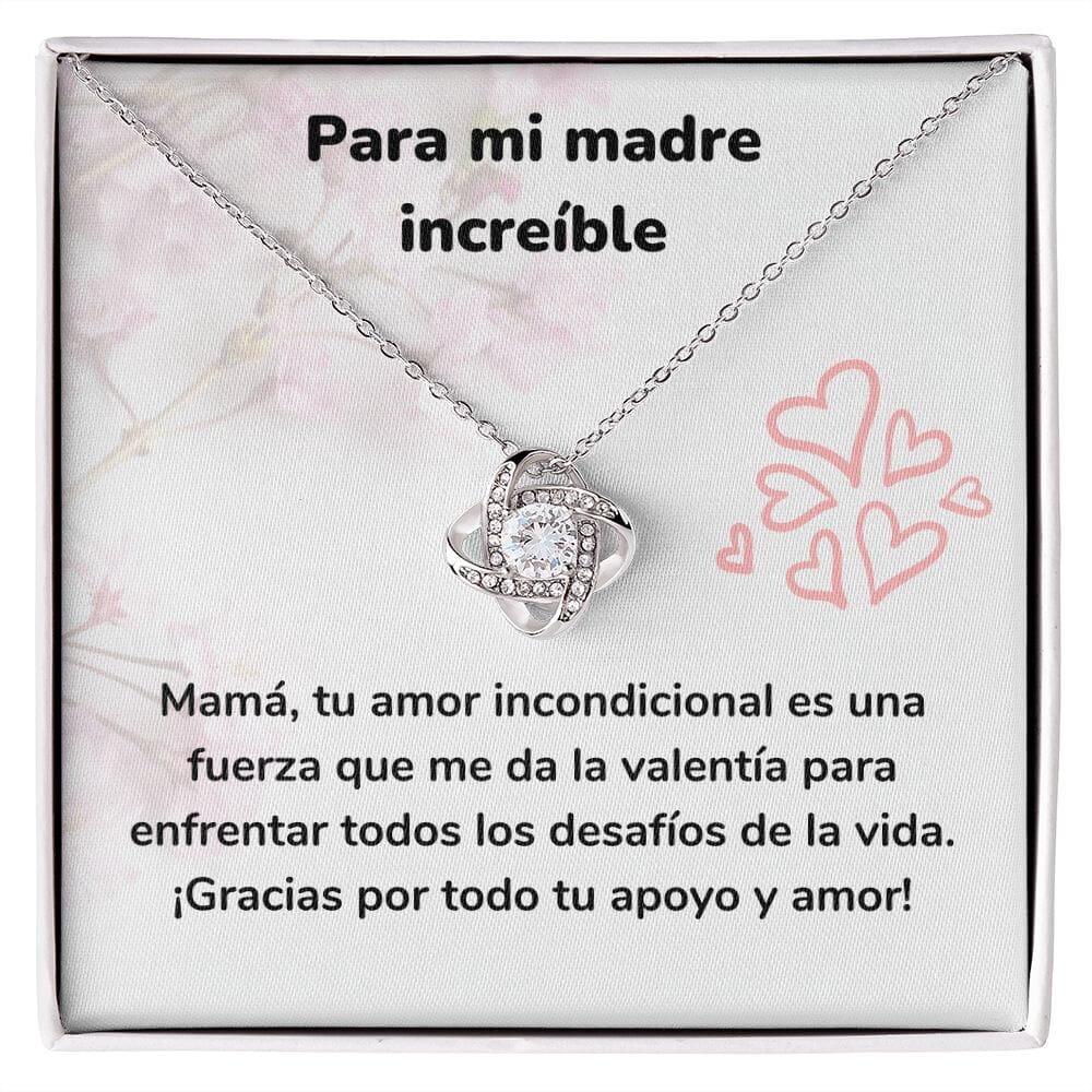 Para mi madre increíble - Collar Love Knot - Nudo de amor Jewelry/LoveKnot Acabado en oro blanco de 14 k Standard Box 