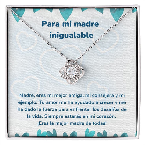 Para mi madre inigualable - Collar Love Knot - Nudo de amor Jewelry ShineOn Fulfillment Acabado en oro blanco de 14 k Standard Box 