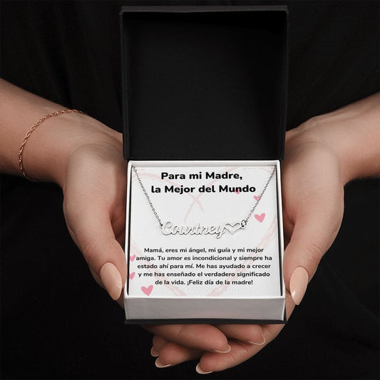 Para mi Madre, la Mejor del Mundo - Collar Personalizado Con Nombre Corazón - Mamá Jewelry/NameNecklaceHeart Acero inoxidable pulido Standard Box 