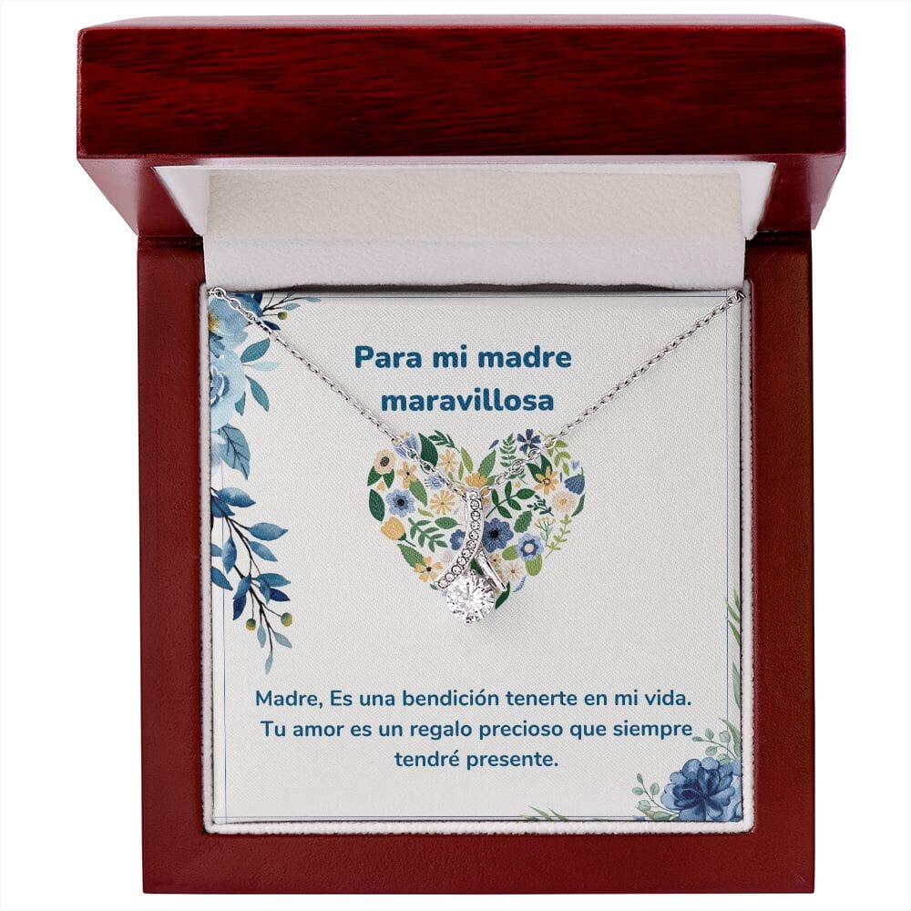 Para mi madre maravillosa - Collar Alluring Beauty - Día de las Madres Jewelry/AlluringBeauty Acabado en oro blanco de 14 k Luxury Box 