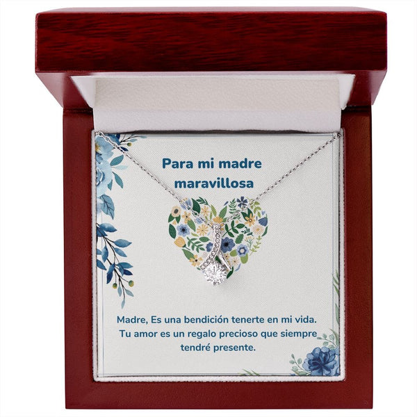 Para mi madre maravillosa - Collar Alluring Beauty - Día de las Madres Jewelry/AlluringBeauty Acabado en oro blanco de 14 k Luxury Box 