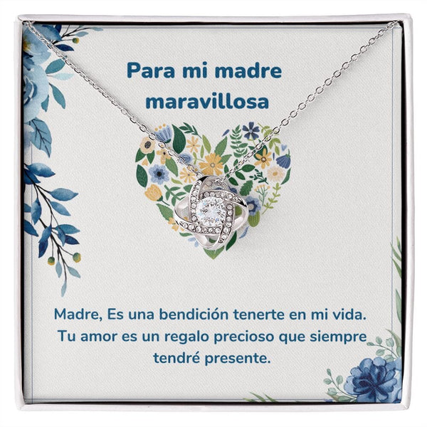 Para mi madre maravillosa - Collar Love Knot - Nudo de amor Jewelry/LoveKnot Acabado en oro blanco de 14 k Standard Box 