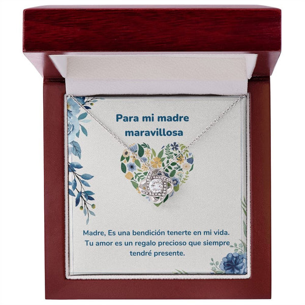 Para mi madre maravillosa - Collar Love Knot - Nudo de amor Jewelry/LoveKnot Acabado en oro blanco de 14 k Luxury Box 