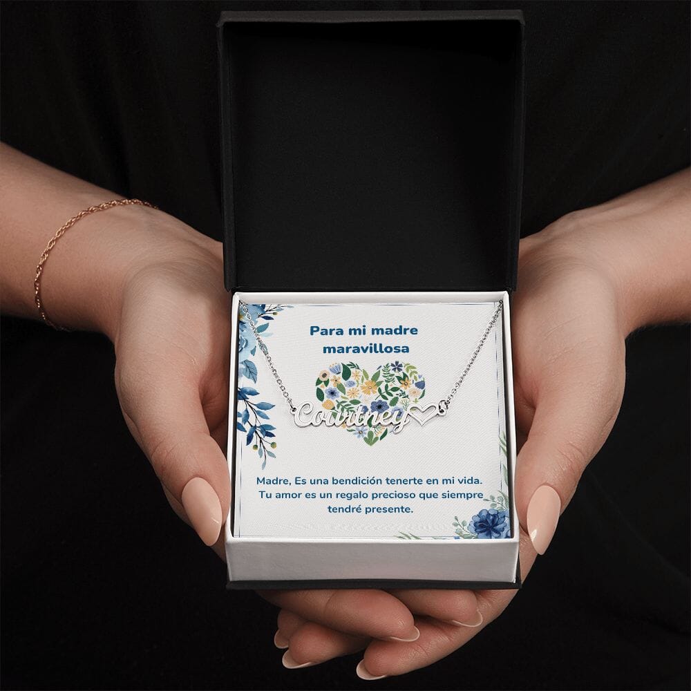 Para mi madre maravillosa -Collar Personalizado Con Nombre Corazón - Mamá Jewelry/NameNecklaceHeart Acero inoxidable pulido Standard Box 
