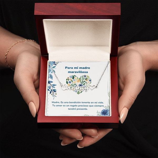 Para mi madre maravillosa -Collar Personalizado Con Nombre Corazón - Mamá Jewelry/NameNecklaceHeart Acero inoxidable pulido Luxury Box 