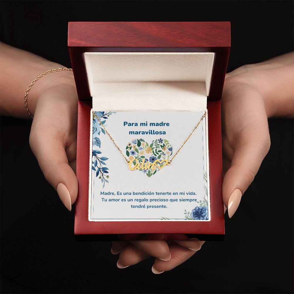 Para mi madre maravillosa -Collar Personalizado Con Nombre Corazón - Mamá Jewelry/NameNecklaceHeart <p>Acabado en Oro Amarillo de 18 quilates</p> Luxury Box 
