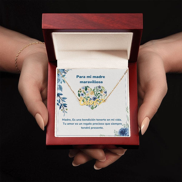 Para mi madre maravillosa -Collar Personalizado Con Nombre Corazón - Mamá Jewelry/NameNecklaceHeart <p>Acabado en Oro Amarillo de 18 quilates</p> Luxury Box 