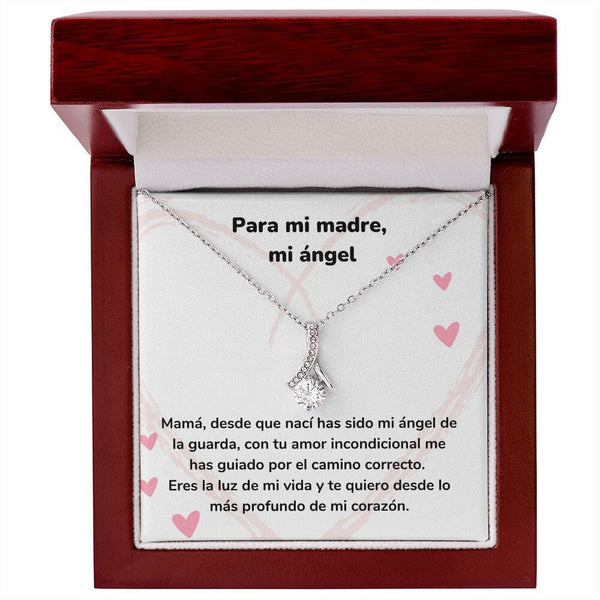 Para mi madre, mi ángel - Collar Alluring Beauty - Día de las Madres Jewelry/AlluringBeauty Acabado en oro blanco de 14 k Luxury Box 