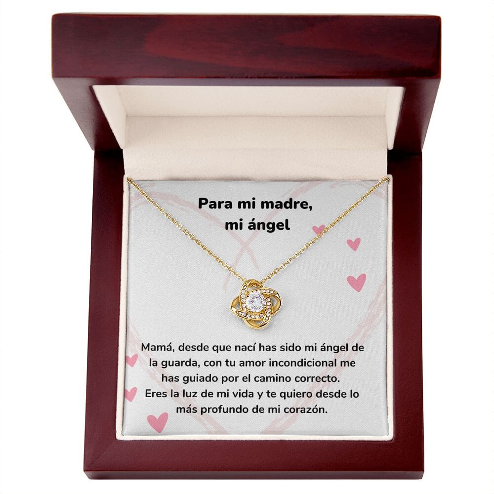 Para mi madre, mi ángel - Collar Love KNot - nudo de amor Jewelry/LoveKnot Acabado en Oro Amarillo de 18 quilates. Luxury Box 