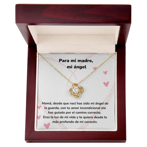 Para mi madre, mi ángel - Collar Love KNot - nudo de amor Jewelry/LoveKnot Acabado en Oro Amarillo de 18 quilates. Luxury Box 
