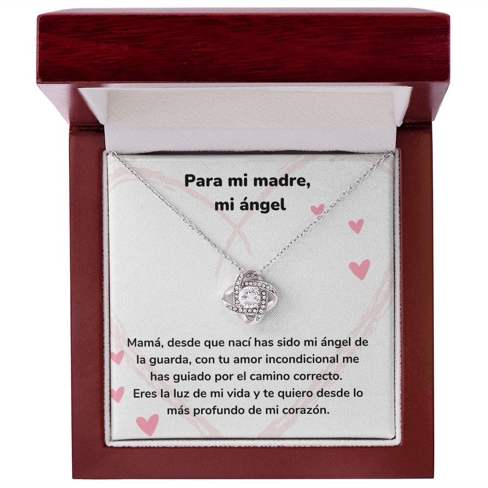 Para mi madre, mi ángel - Collar Love KNot - nudo de amor Jewelry ShineOn Fulfillment Acabado en oro blanco de 14 k Luxury Box 