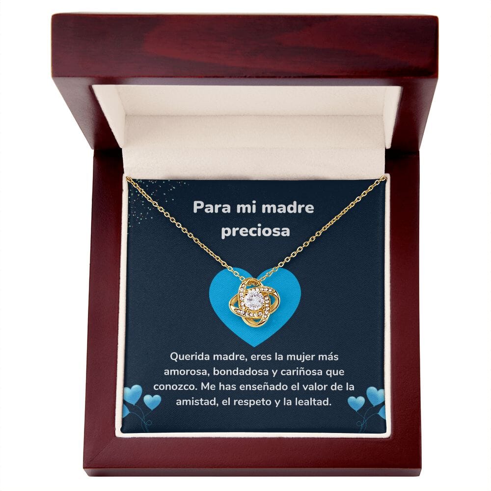 Para mi madre preciosa - Collar Love Knot - Nudo de amor Jewelry/LoveKnot Acabado en Oro Amarillo de 18 quilates. Luxury Box 