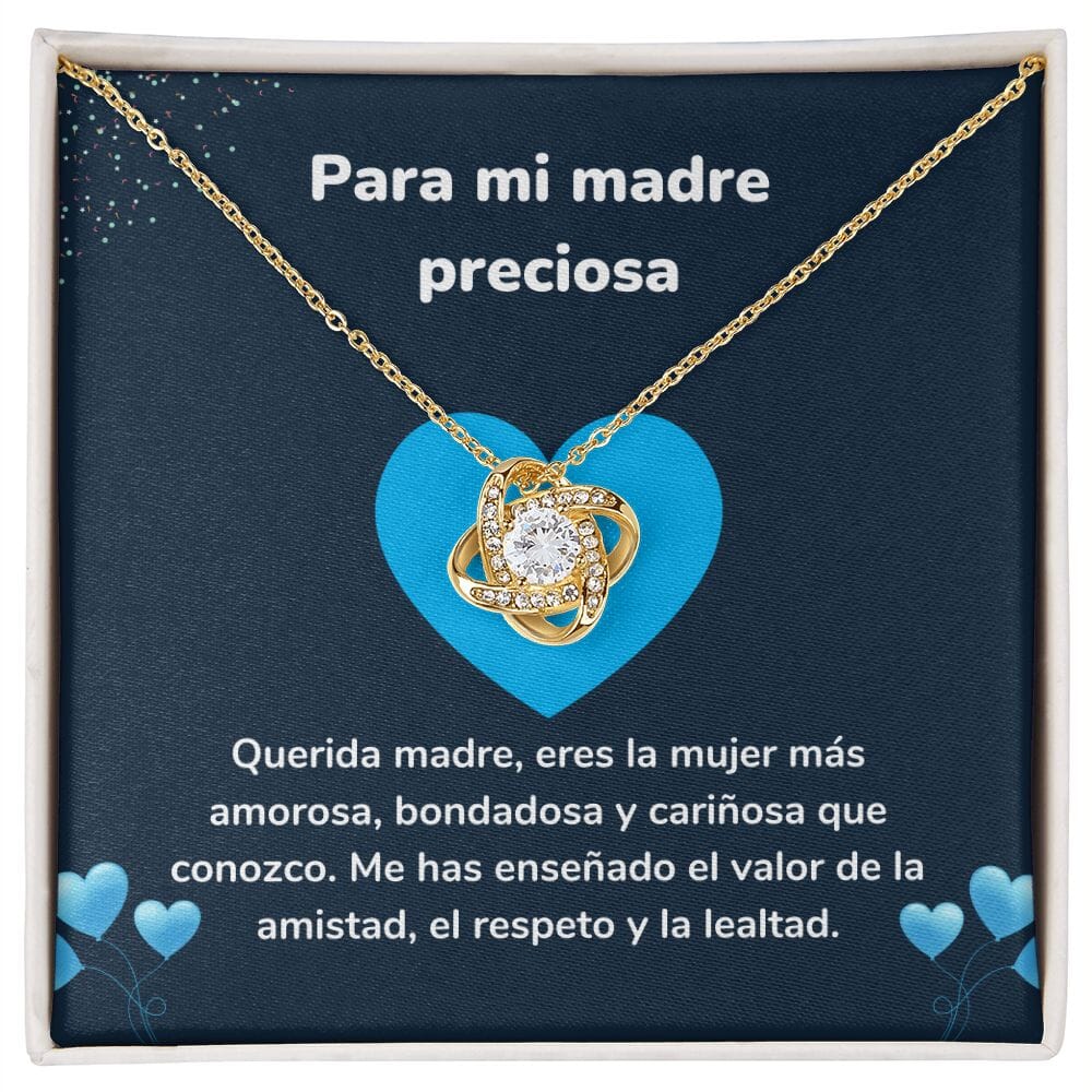 Para mi madre preciosa - Collar Love Knot - Nudo de amor Jewelry/LoveKnot Acabado en Oro Amarillo de 18 quilates. Standard Box 