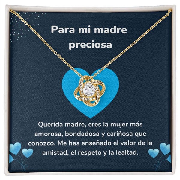 Para mi madre preciosa - Collar Love Knot - Nudo de amor Jewelry/LoveKnot Acabado en Oro Amarillo de 18 quilates. Standard Box 