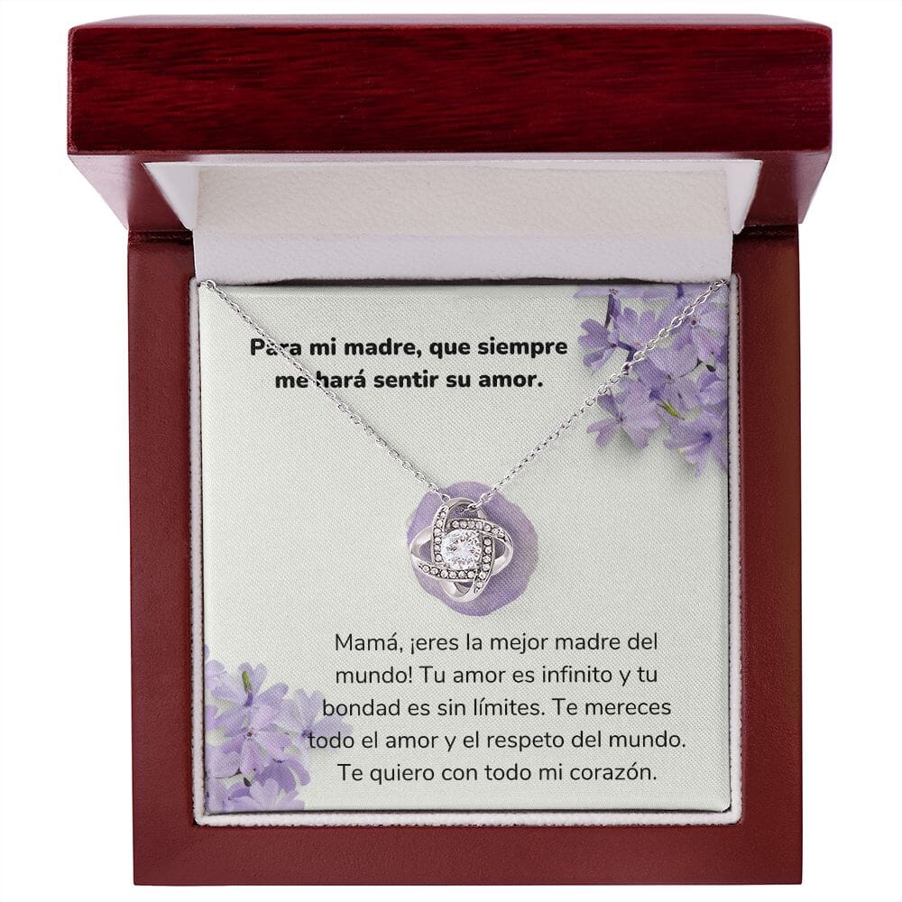 Para mi madre, que siempre me hará sentir su amor. -Collar Love Knot Nudo de amor - Para Mamá Jewelry ShineOn Fulfillment Acabado en oro blanco de 14 k Luxury Box 