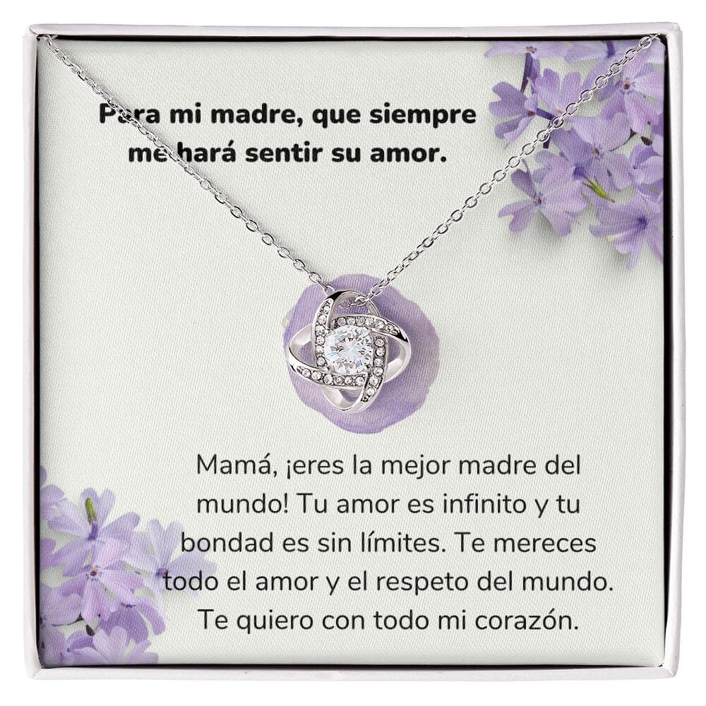 Para mi madre, que siempre me hará sentir su amor. -Collar Love Knot Nudo de amor - Para Mamá Jewelry/LoveKnot Acabado en oro blanco de 14 k Standard Box 